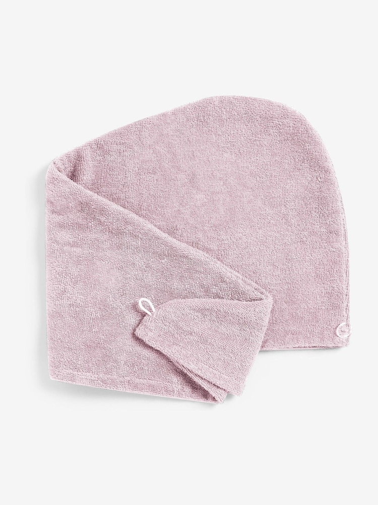 Just Pink Cosy Egyptian Towelling 100% Cotton Hair Wrap - Image 2 of 4