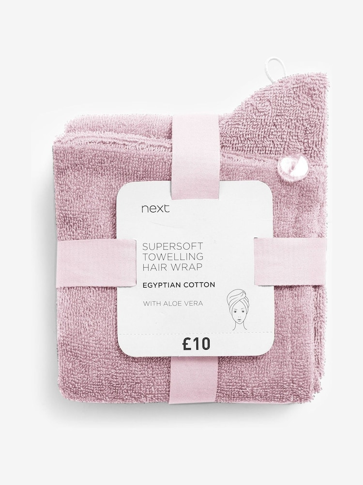 Just Pink Cosy Egyptian Towelling 100% Cotton Hair Wrap - Image 4 of 4