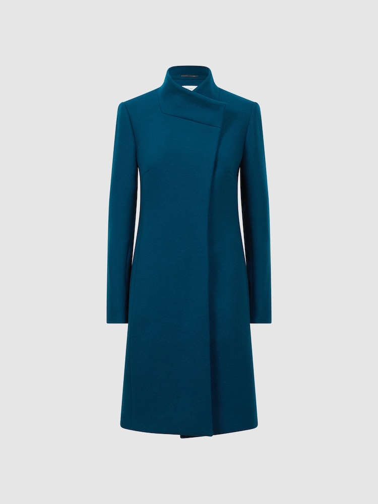 Reiss Teal Mia Wool Blend Mid-Length Coat - Image 2 of 5