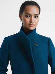 Reiss Teal Mia Wool Blend Mid-Length Coat - Image 3 of 5