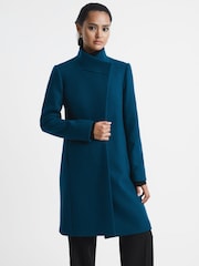 Reiss Teal Mia Wool Blend Mid-Length Coat - Image 4 of 5