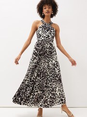 Phase Eight Natural Chelsie Leopard Print Midaxi Dress - Image 2 of 8