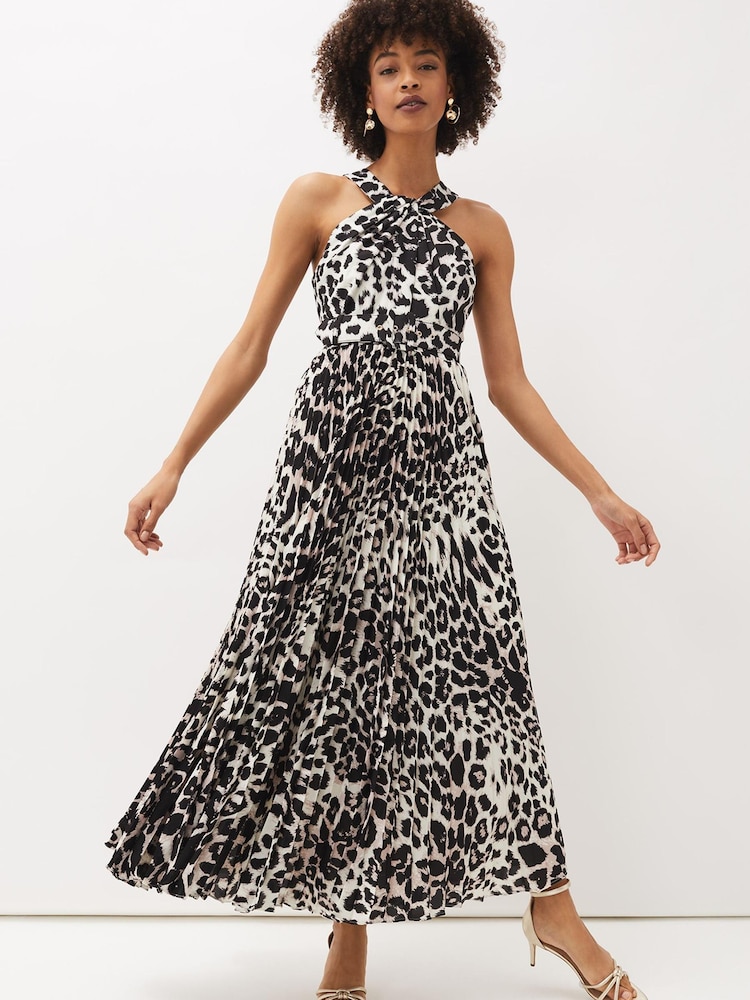 Phase Eight Natural Chelsie Leopard Print Midaxi Dress - Image 2 of 8