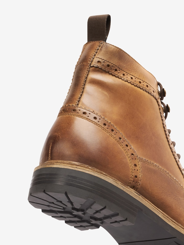 Tan Brown Modern Heritage Brogue Boots - Image 5 of 5