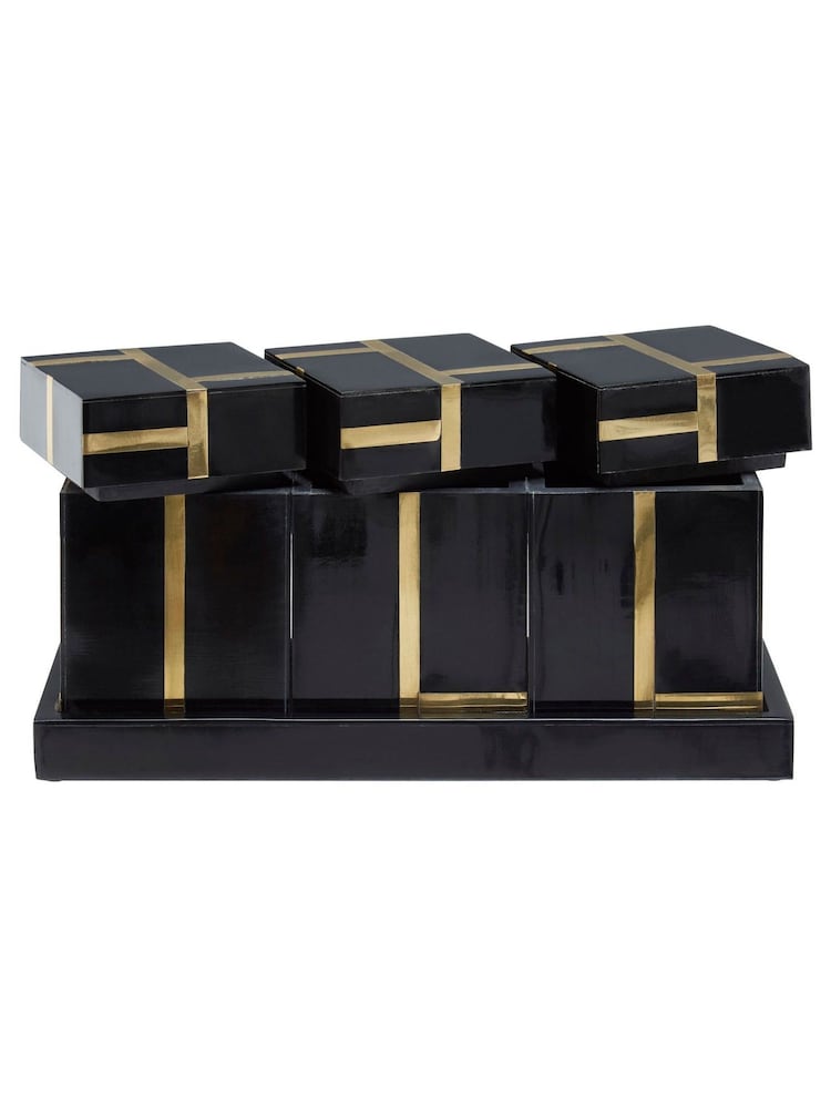 Fifty Five South Black Odell Canister Set With Tray - Image 2 of 4