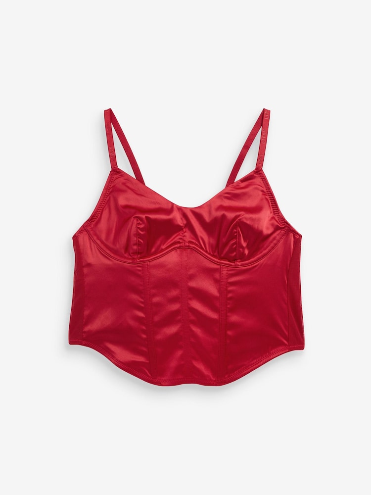Lipsy Red Satin Wired Corset Bodice - Image 5 of 5
