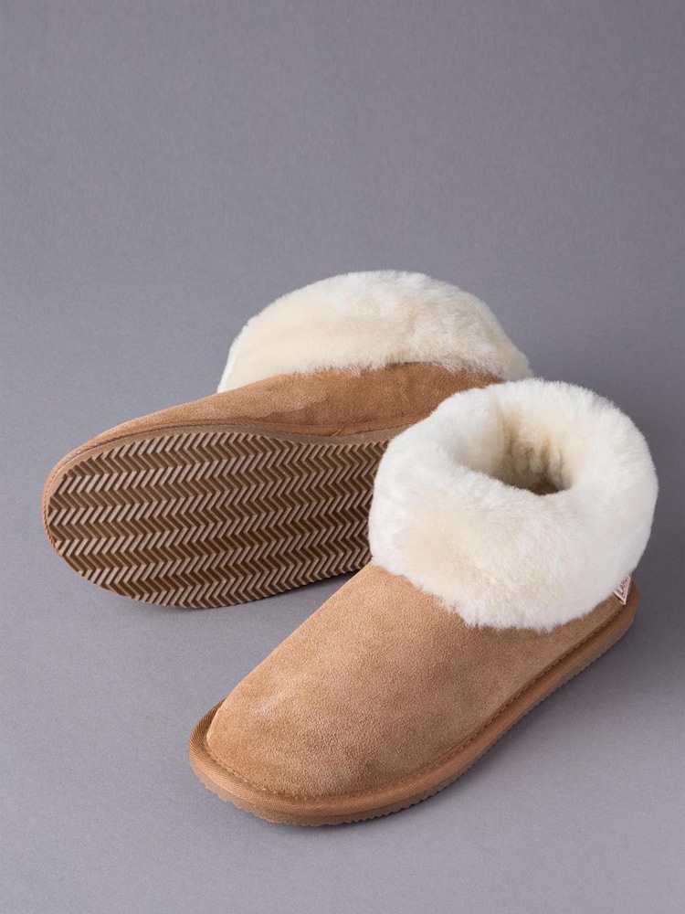 Lakeland Leather Tan Brown Ladies Sheepskin Boots Slippers - Image 2 of 3