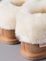 Lakeland Leather Tan Brown Ladies Sheepskin Boots Slippers - Image 3 of 3