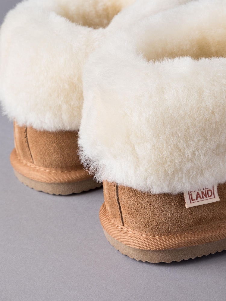 黃褐色棕色 - Lakeland Leather 女裝羊皮靴型拖鞋 - 圖片 4/4