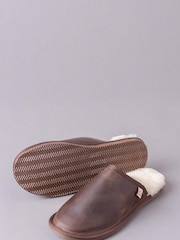 Lakeland Leather Brown Mens Leather Slider Slippers - Image 2 of 4
