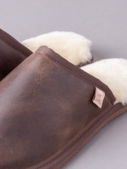 Lakeland Leather Brown Mens Leather Slider Slippers - Image 3 of 4