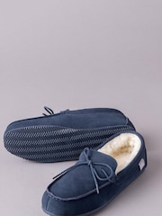 Lakeland Leather Navy Blue Mens Sheepskin Moccasin Slippers - Image 2 of 3