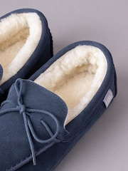 Lakeland Leather Navy Blue Mens Sheepskin Moccasin Slippers - Image 3 of 3