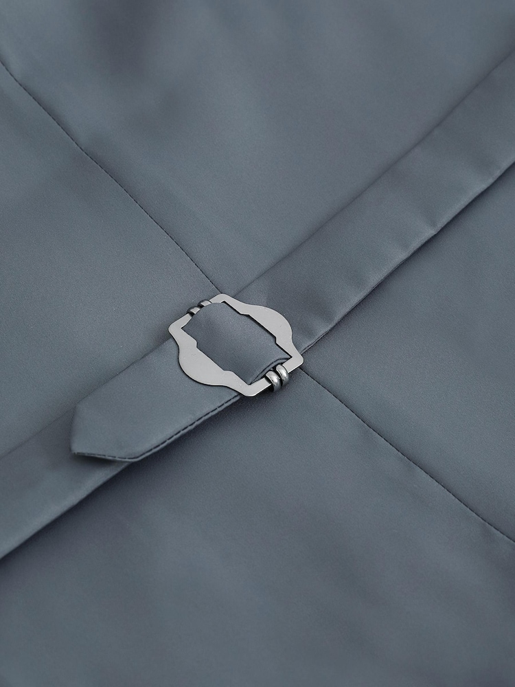 Grey Double Breasted Wool Blend Morning Suit: Waistcoat - Image 8 of 8