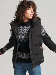 Superdry Black Hooded Everest Gilet - Image 1 of 3