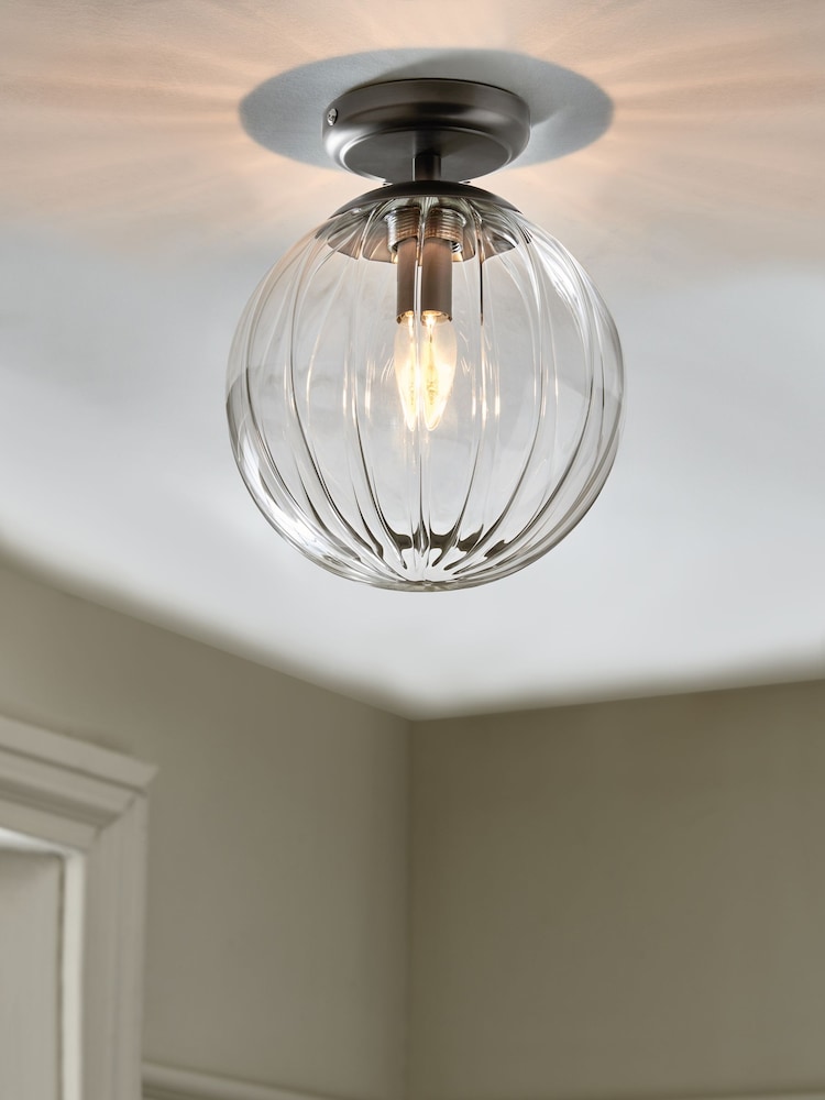 Pewter Grey Bourton Flush Fitting Ceiling Light - Image 1 of 5