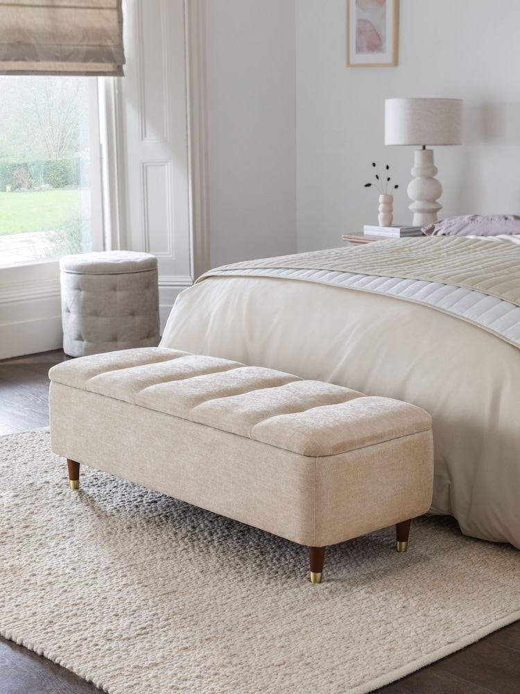 Soft Texture Light Natural Storage Ottoman Blanket Box - Image 1 of 7