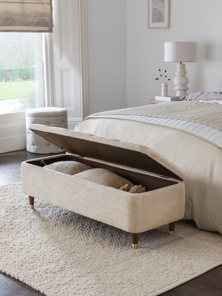 Soft Texture Light Natural Storage Ottoman Blanket Box - Image 2 of 7