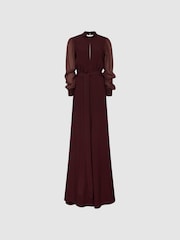Reiss Burgundy Amelia Long Sleeve Maxi Dress - Image 2 of 6