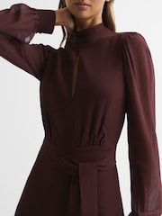 Reiss Burgundy Amelia Long Sleeve Maxi Dress - Image 4 of 6