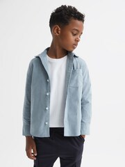 Soft Blue - Вельветовая рубашка с вырезами на воротнике Reiss Albion - Изображение 3 из 6