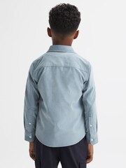 Soft Blue - Вельветовая рубашка с вырезами на воротнике Reiss Albion - Изображение 5 из 6
