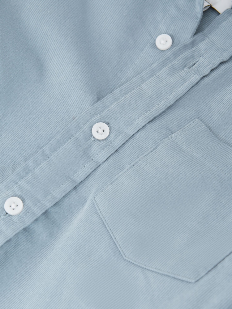 Soft Blue - Вельветовая рубашка с вырезами на воротнике Reiss Albion - Изображение 6 из 6