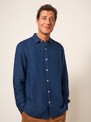 White Stuff Blue Camo Pembroke 100% Linen Shirt - Image 1 of 6