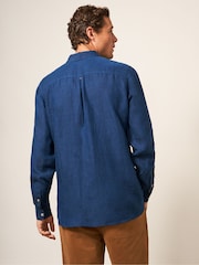 White Stuff Blue Camo Pembroke 100% Linen Shirt - Image 2 of 6