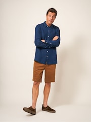 White Stuff Blue Camo Pembroke 100% Linen Shirt - Image 3 of 6
