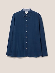 White Stuff Blue Camo Pembroke 100% Linen Shirt - Image 5 of 6