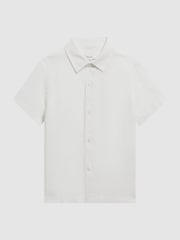 Reiss White Holiday 3-9 yrs Short Sleeve Linen Shirt - Image 2 of 7