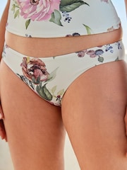 White Floral High Leg Briefs Tummy Control Bikini Briefs - Image 1 of 4