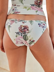 White Floral High Leg Briefs Tummy Control Bikini Briefs - Image 3 of 4