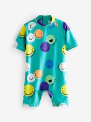 Blue Smile Face Sunsafe 2pc Swimsuit & Hat (3mths-7yrs) - Image 2 of 4
