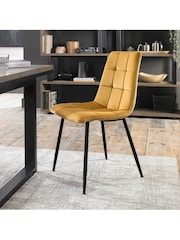 Bentley Designs Set of 2 Mustard Yellow Mondrian Velvet Fabric Chairs - Image 2 of 4