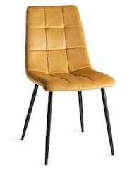 Bentley Designs Set of 2 Mustard Yellow Mondrian Velvet Fabric Chairs - Image 3 of 4