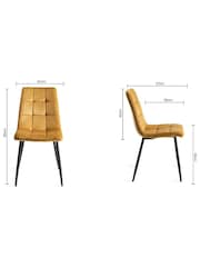 Bentley Designs Set of 2 Mustard Yellow Mondrian Velvet Fabric Chairs - Image 4 of 4