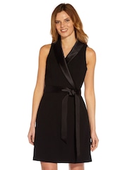 Adrianna Papell Black Crepe Tuxedo Dress - Image 1 of 5