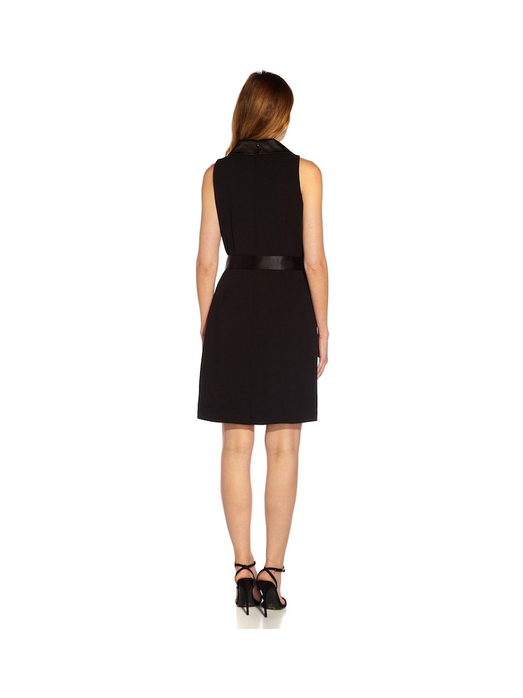 Adrianna Papell Black Crepe Tuxedo Dress - Image 2 of 5