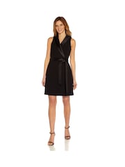 Adrianna Papell Black Crepe Tuxedo Dress - Image 3 of 5