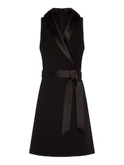 Adrianna Papell Black Crepe Tuxedo Dress - Image 5 of 5