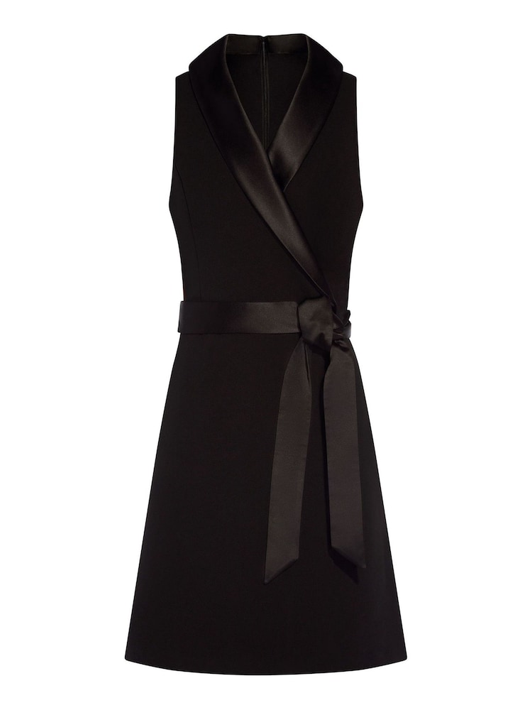 Adrianna Papell Black Crepe Tuxedo Dress - Image 5 of 5