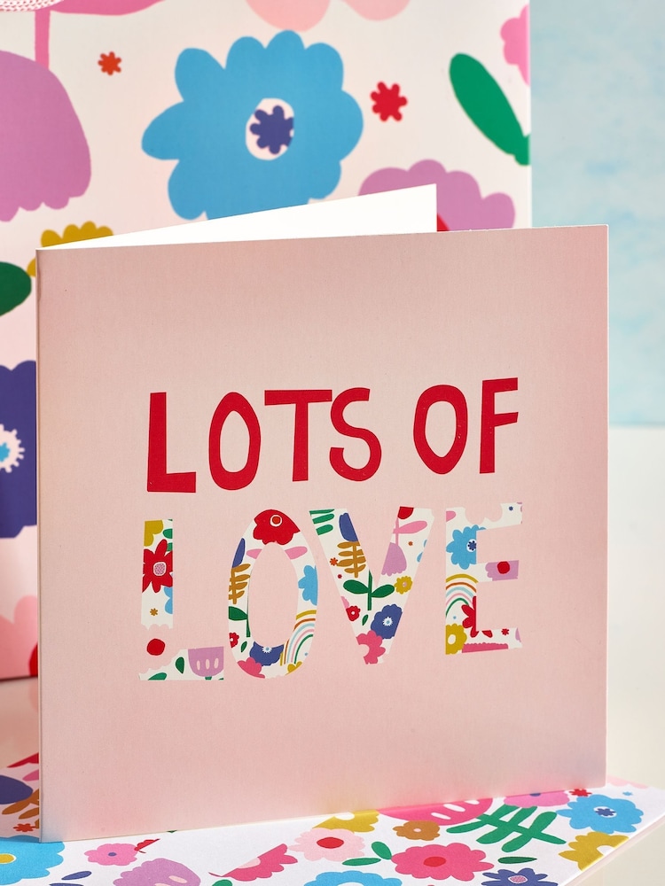 Pink Bright Floral Gift Bag and Card Set - Image 2 of 3