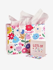 Pink Bright Floral Gift Bag and Card Set - Image 3 of 3