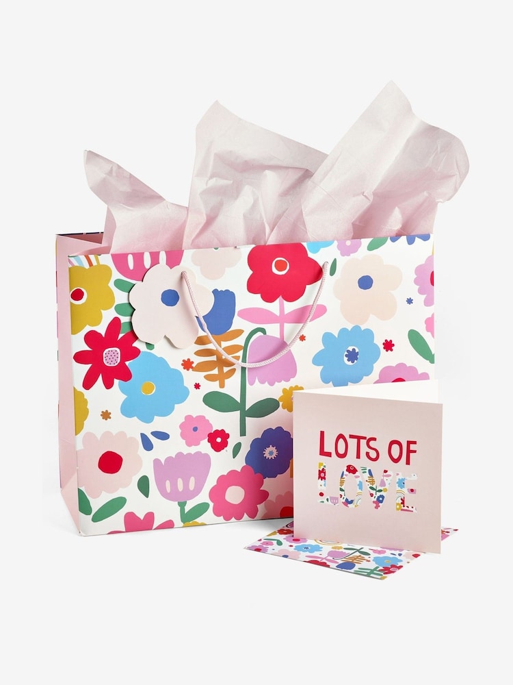 Pink Bright Floral Gift Bag and Card Set - Image 3 of 3