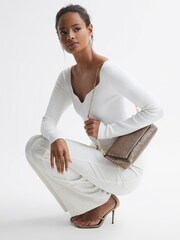 Бронзовый - Клатч-цепочка с отделкой бисером Reiss Astrid - Изображение 2 из 9