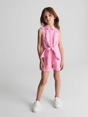 وردي - Reiss Ema Jr Linen Playsuit - صورة 1 من 6