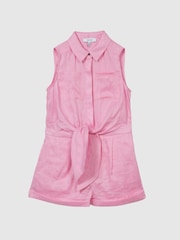 وردي - Reiss Ema Jr Linen Playsuit - صورة 2 من 6