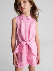 وردي - Reiss Ema Jr Linen Playsuit - صورة 4 من 6